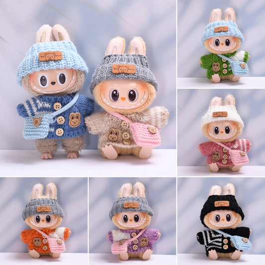 Button Winter Sweater Hat Small Bag  15-17cm collectible dolls[Selling clothes only]